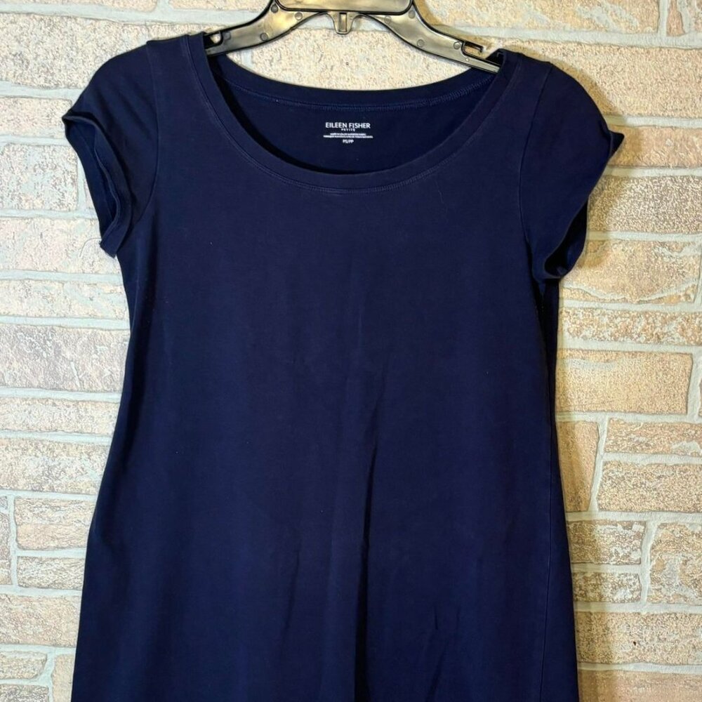 Eileen Fisher Petite Jersey Sheath Short Sleeve Dress Organic‎ Cotton PS/PP